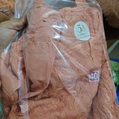 Peach-Mal Chanderi Kurta Set(2-Pieces)